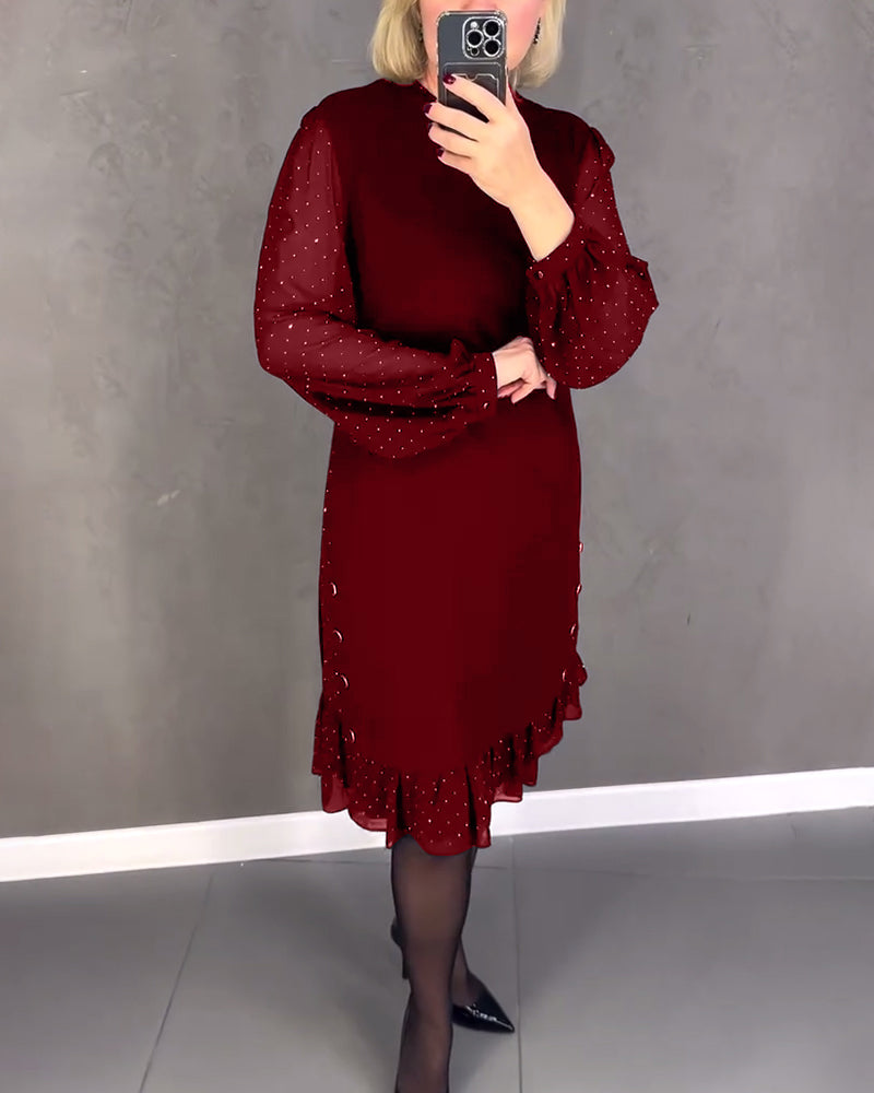 ELIANA | Vestido elegante con mangas transparentes y corte favorecedor para otoño - Soryana