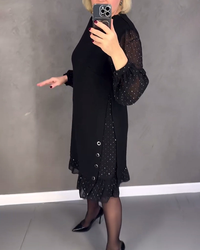 ELIANA | Vestido elegante con mangas transparentes y corte favorecedor para otoño - Soryana