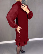 ELIANA | Vestido elegante con mangas transparentes y corte favorecedor para otoño - Soryana