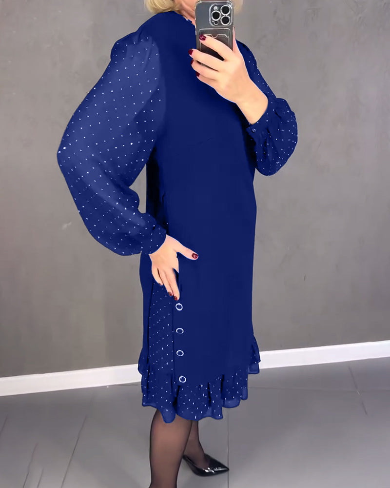 ELIANA | Vestido elegante con mangas transparentes y corte favorecedor para otoño - Soryana