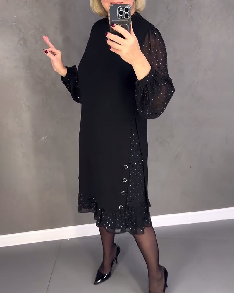 ELIANA | Vestido elegante con mangas transparentes y corte favorecedor para otoño - Soryana