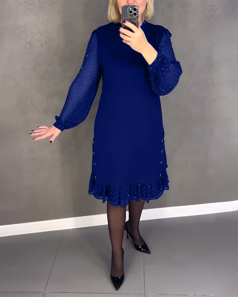 ELIANA | Vestido elegante con mangas transparentes y corte favorecedor para otoño - Soryana