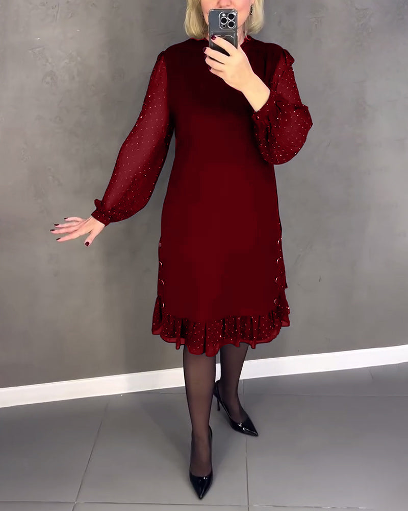 ELIANA | Vestido elegante con mangas transparentes y corte favorecedor para otoño - Soryana