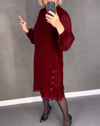 ELIANA | Vestido elegante con mangas transparentes y corte favorecedor para otoño - Soryana