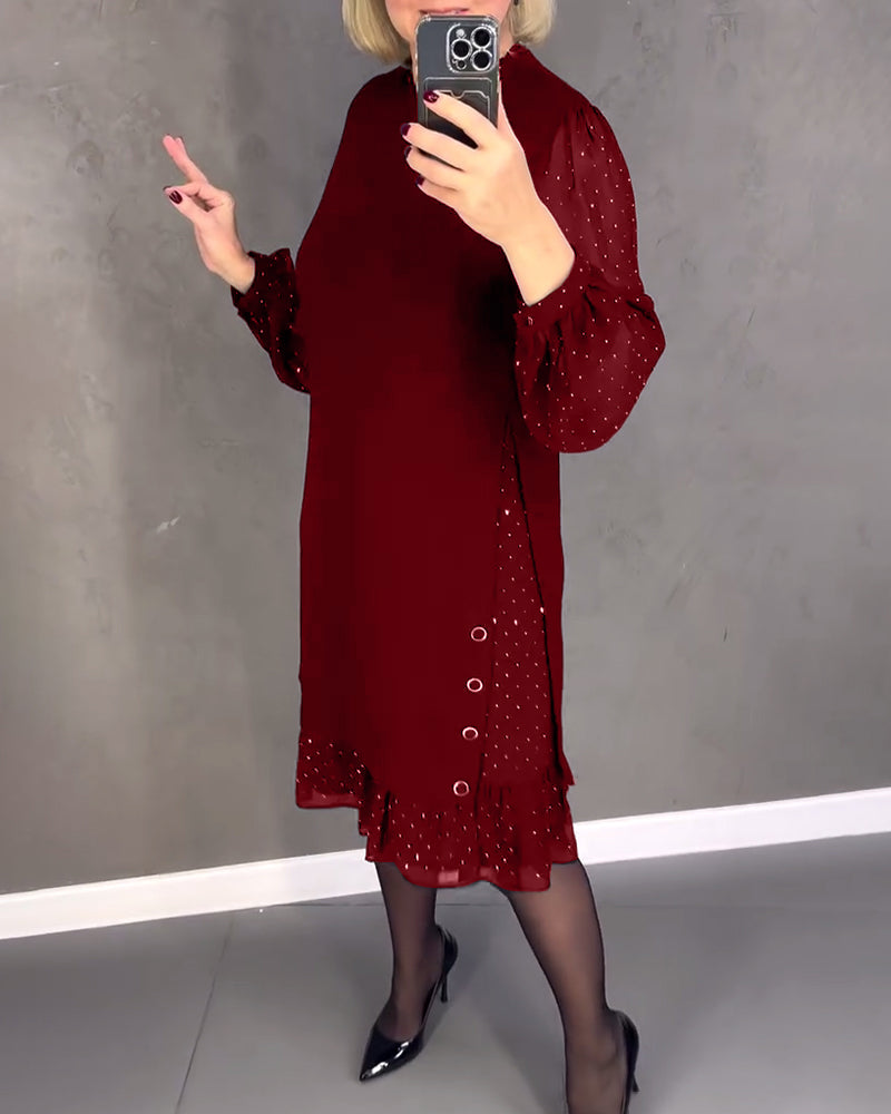 ELIANA | Vestido elegante con mangas transparentes y corte favorecedor para otoño - Soryana