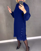 ELIANA | Vestido elegante con mangas transparentes y corte favorecedor para otoño - Soryana