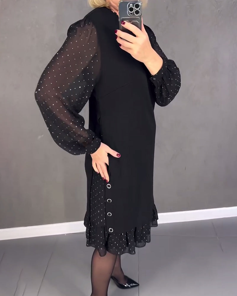 ELIANA | Vestido elegante con mangas transparentes y corte favorecedor para otoño - Soryana