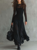 Neroa · Vestido maxi holgado de tul negro - Soryana