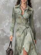 Andrea| Vestido Maxi Verde Salvia Vintage - Soryana