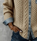 Ambra | Top de punto patchwork con detalles denim - Soryana