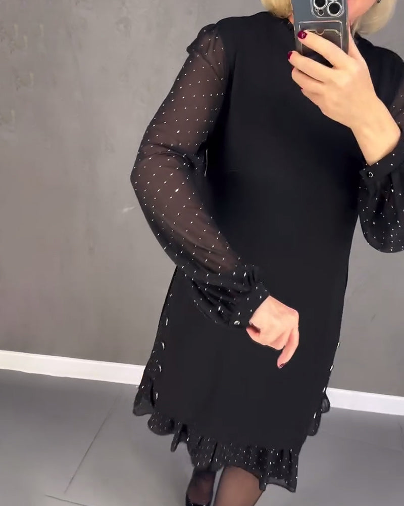 ELIANA | Vestido elegante con mangas transparentes y corte favorecedor para otoño - Soryana