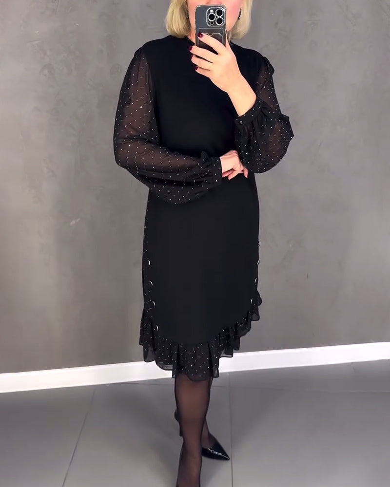 ELIANA | Vestido elegante con mangas transparentes y corte favorecedor para otoño - Soryana