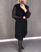 ELIANA | Vestido elegante con mangas transparentes y corte favorecedor para otoño - Soryana