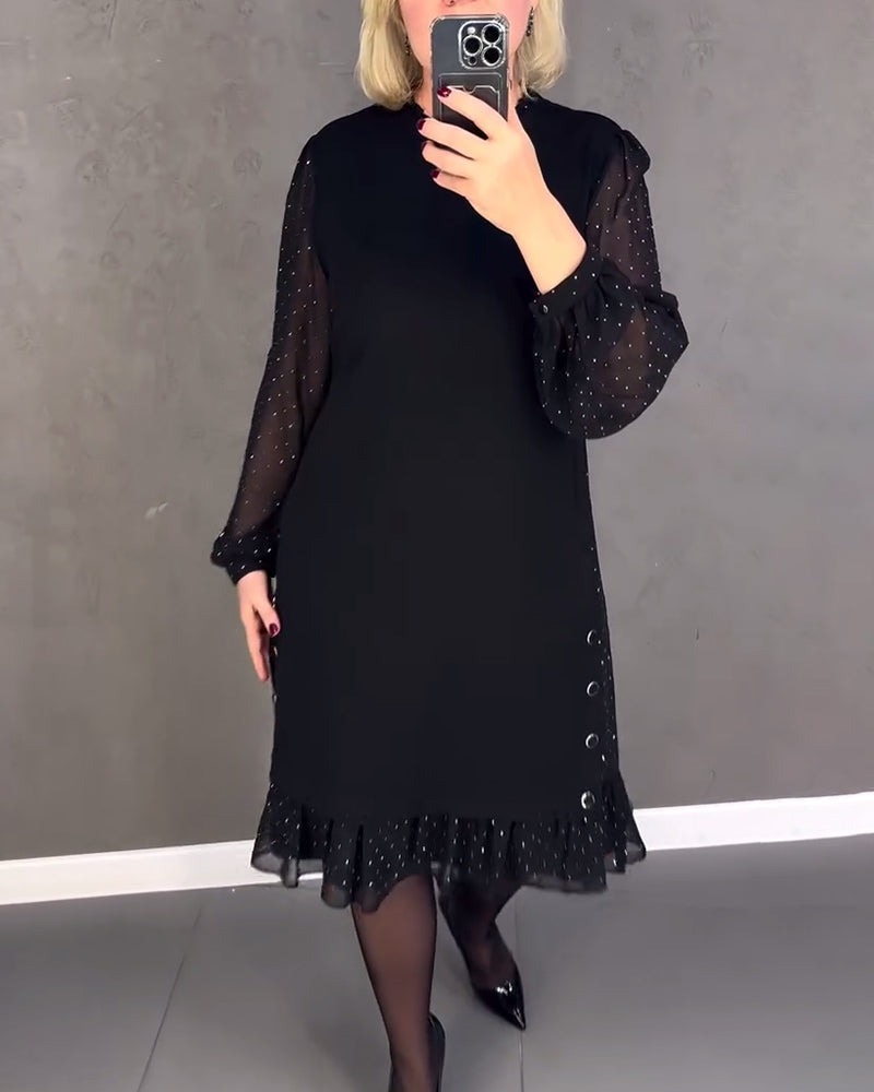 ELIANA | Vestido elegante con mangas transparentes y corte favorecedor para otoño - Soryana